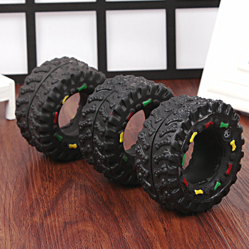 Durable Tire Chew Toy for Dogs - Squeaky Rubber Toy for Aggressive Chewers | Dental Health