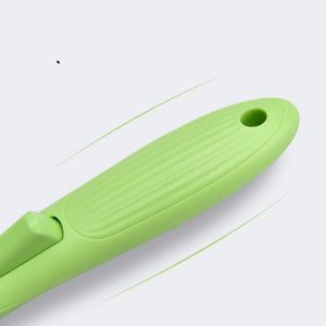 Green kitchen knife handle on a white background