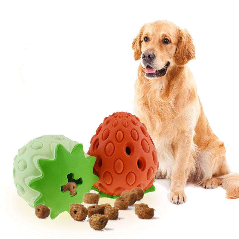Strawberry Treat Dispenser Ball - Interactive Dog & Cat Toy