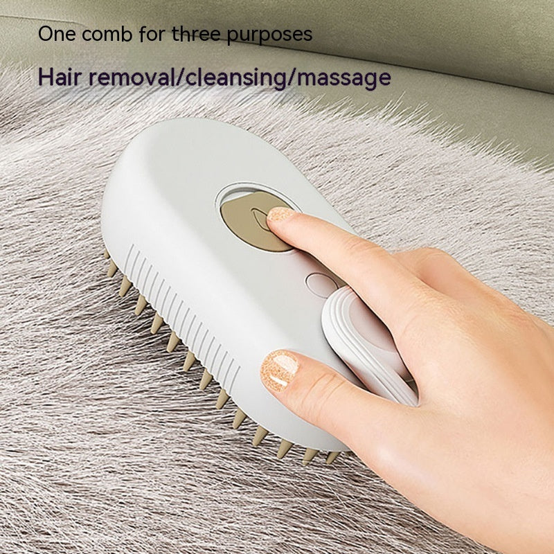Steamy pet grooming brush