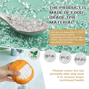 Product made of food-grade TPR material with a spoonful of clear beads and a hand holding an orange toy.